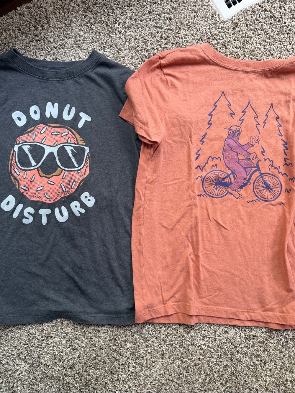 2 - Carters/Oshkosh short sleeve tees - donut disturb & yeti Sasquatch size L